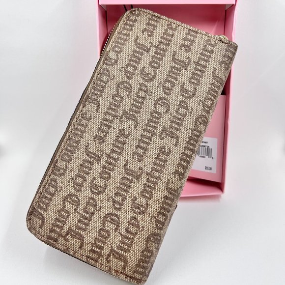 πHPπ NIB - Juicy Couture - Brown w/ Gold Tone Accents Full Size Zipper Wallet - Picture 3 of 6